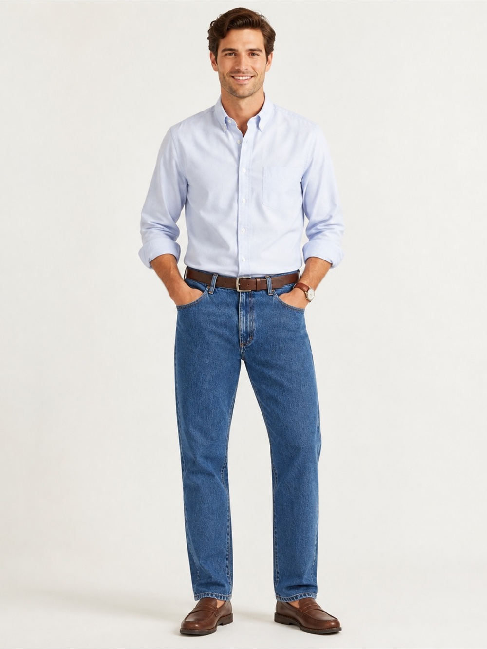 L.L.Bean Men’s Classic Fit Straight Leg Jeans 34x30 100% Cotton Blue
